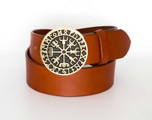 Leather Belt with Viking Compass Buckle - Gone Rogue