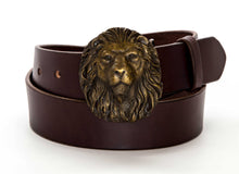 Leather Belt with Vintage Lion's Head Buckle - Gone Rogue