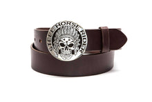 Leather Belt with Silver Indian Skull Buckle - Gone Rogue