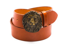 Leather Belt with Vintage Lion's Head Buckle - Gone Rogue