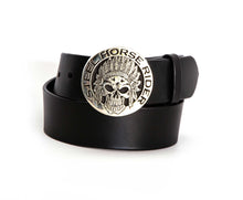 Leather Belt with Silver Indian Skull Buckle - Gone Rogue