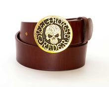 Leather Belt with Steel Horse Rider Skull Buckle - Gone Rogue