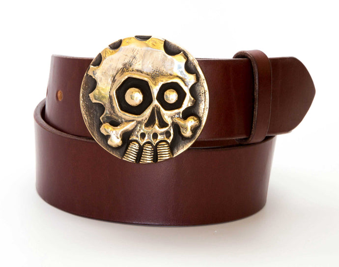 Leather Belt with Gearhead Buckle - Gone Rogue
