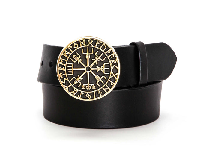 Leather Belt with Viking Compass Buckle - Gone Rogue